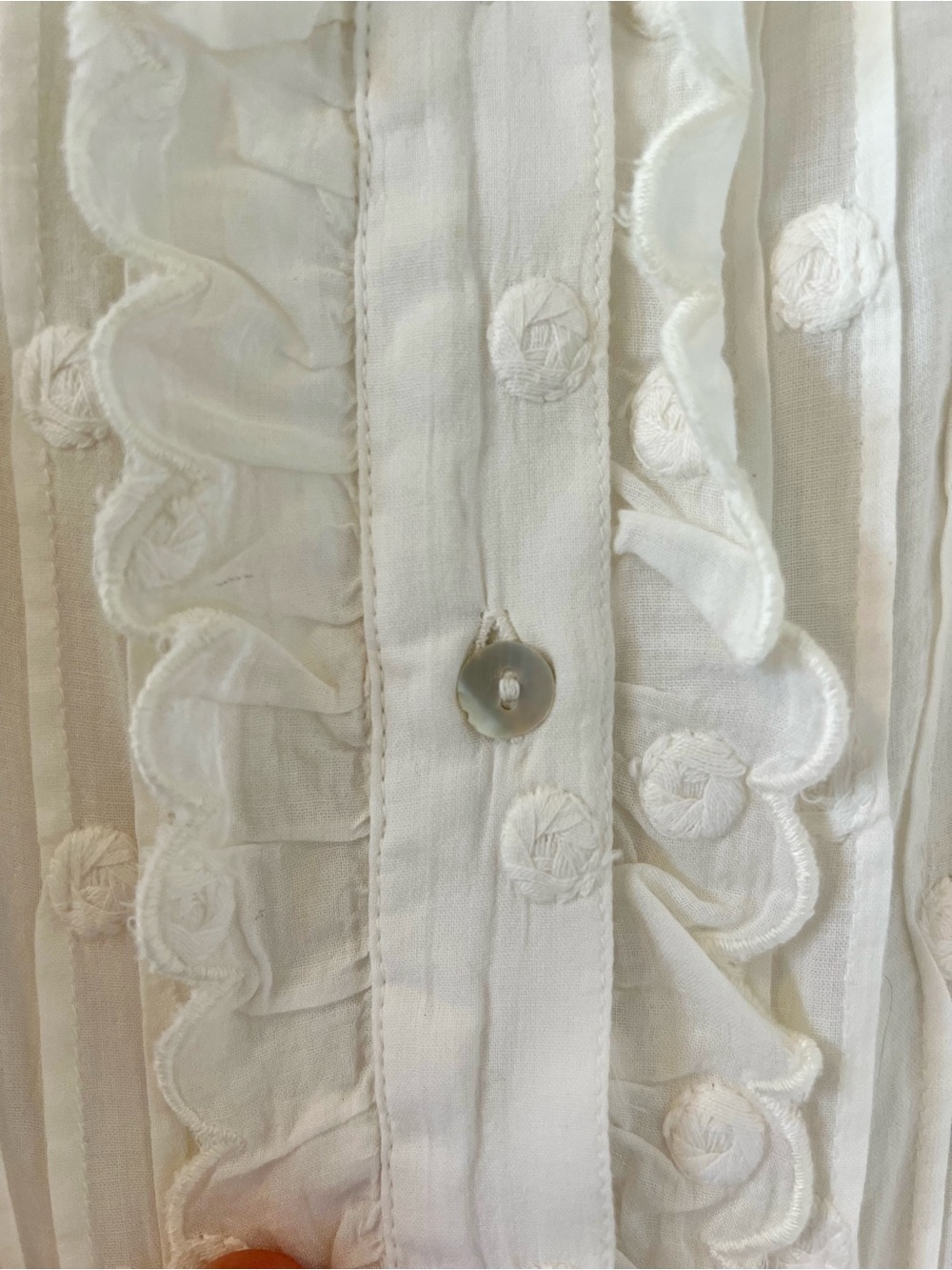 Sundance Cream Ruffled Button-Down Blouse - Picture 4 of 7